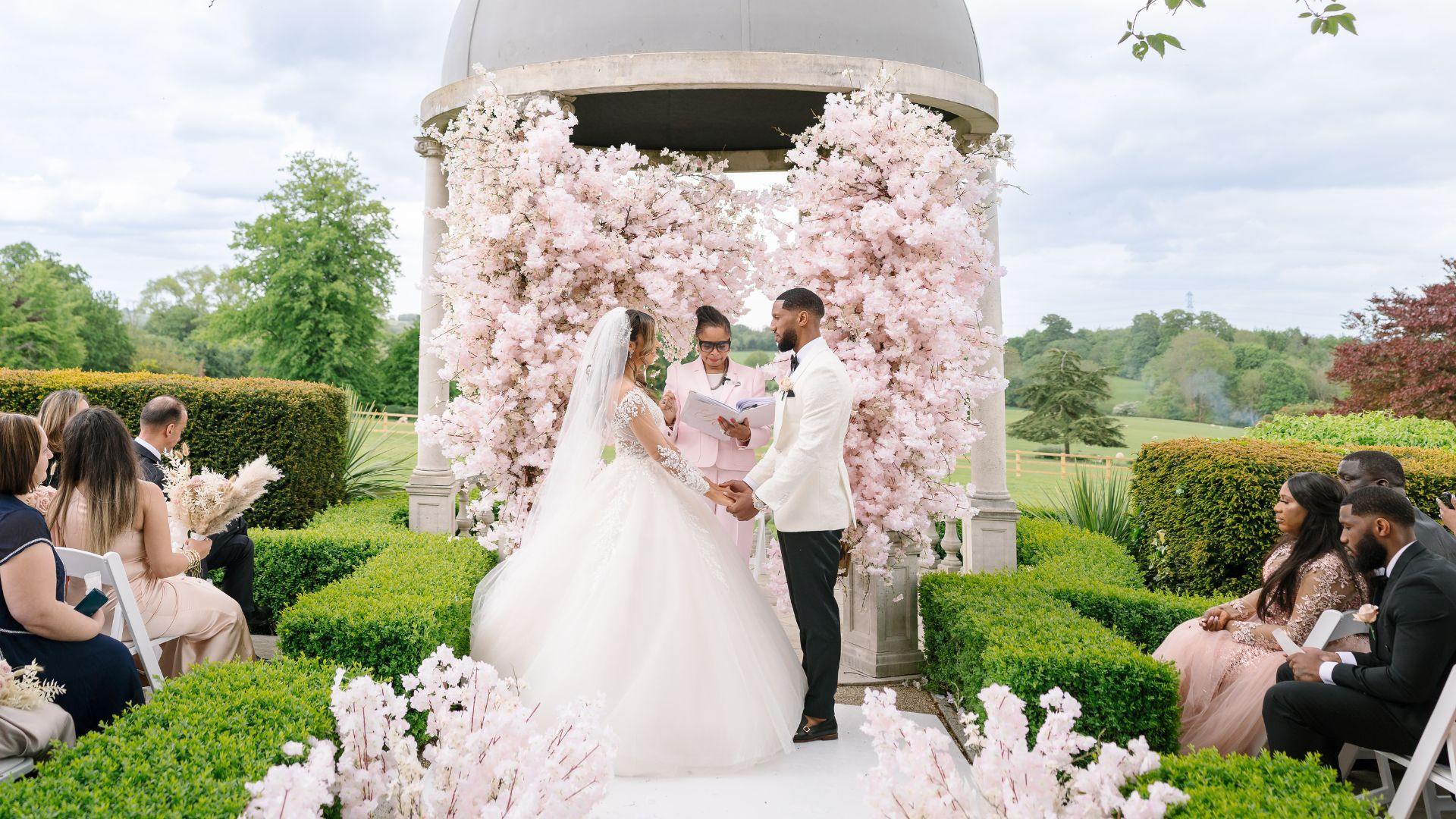 Fairytale Afro-Caribbean wedding taking place at Russets's iconic Dome on the Surrey / Hampshire border.