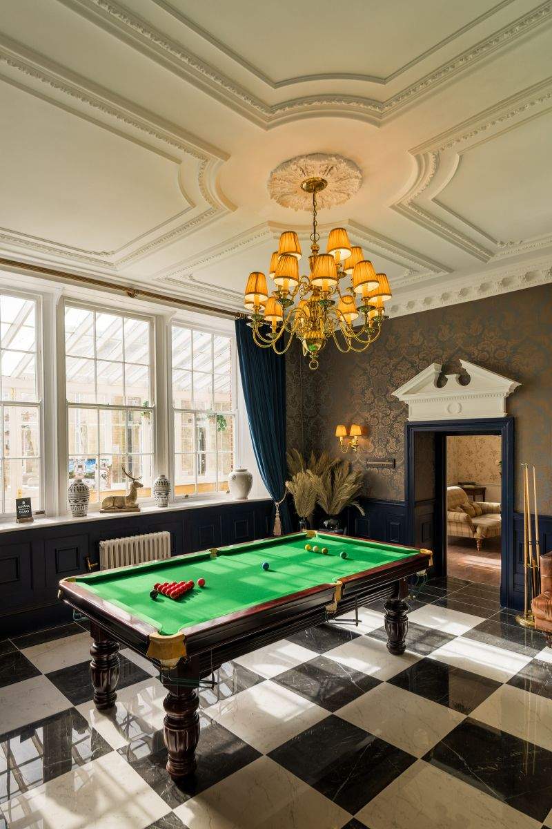 Russets in Hampshire's Grooms Lounge, which features a snooker table