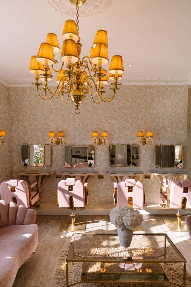 Alongside 32 bedrooms, Russets has a designated getting ready space called the hideaway, featuring makeup stations and plush pink sofas
